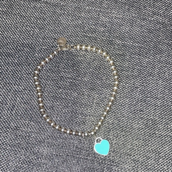 Tiffany Blue Heart Tag Silver Bead Bracelet - Picture 6 of 12